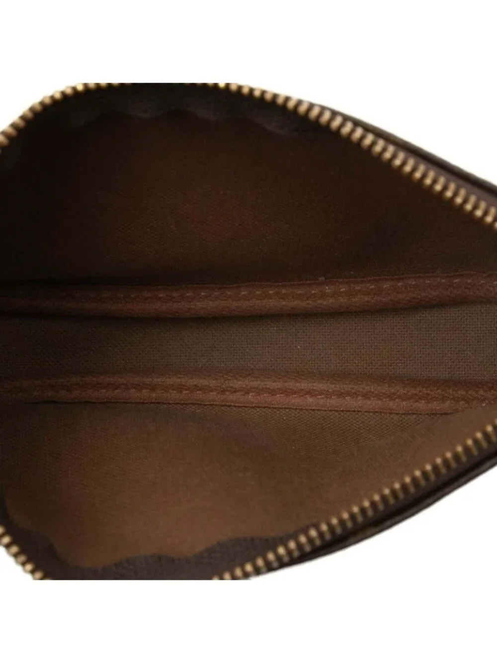 Louis Vuitton Monogram Mini Pochette Chain Handbag Pouch Brown Leather - Picture 4 of 7